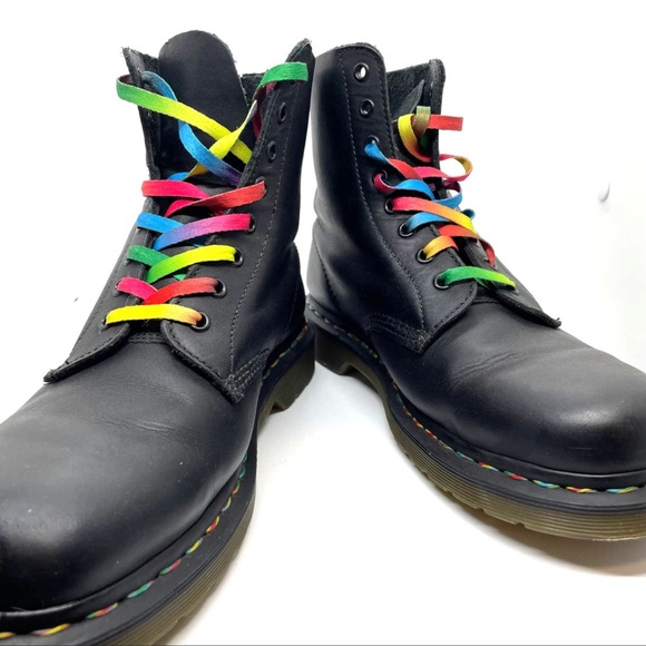 Dr. Martens Pascal Rainbow Combat Boots Style 1460 Lace Up Boots - Picture 6 of 11